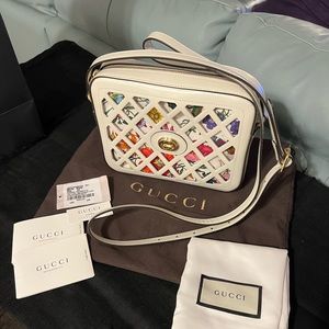 Gucci White Leather Flora Crossbody Bag